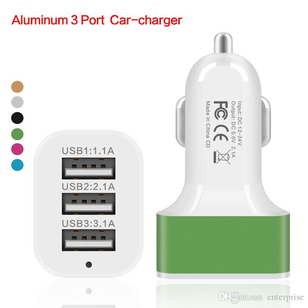 Universal 4.1A 12V 3 USB Port Travel Car Charger Adapter For iPhoneXS X 8 7 Samsung S8 S9 Note Smart Mobile Phone 100pcs/lot