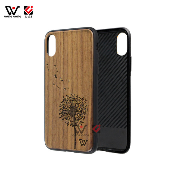 Capa for iPhone X 8 8+ 7 7Plus Wooden Bamboo Soft TPU Laser Engrave Full Protection edge Cover Shockproof Shell for 8plus 10