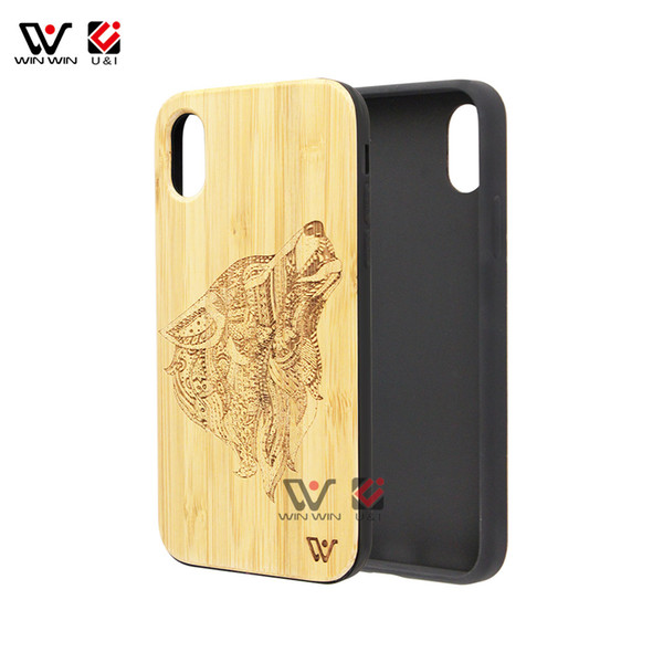 Real bamboo universal wood cell phone cases for iPhone x 8plus 7 6s 7plus TPU rubber coating shockproof brand new Apple back cover