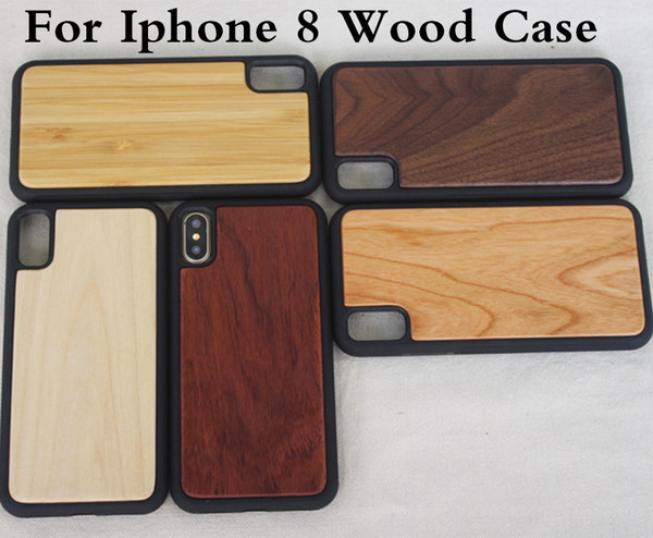 Brand New 100% Wood Case For Iphone 8 7 6 6S Plus Phone Cover Bamboo Wooden TPU Cases For Samsung S8 Plus S7 Edge Case Free DHL