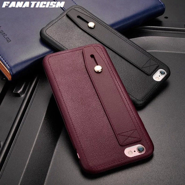 Fanaticism Luxury Imitation Leather Soft TPU Case For iphone X 5 5s SE 6 6s 7 8 Plus Soft Silicone Kickstand Stand Cover