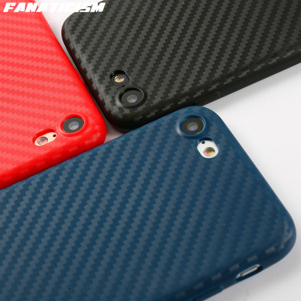 Fanaticism Red Black Blue Carbon Fiber Soft TPU Case For iphone X 6 6S 8 7 Plus Soft Silicone Cover With Dust Plug