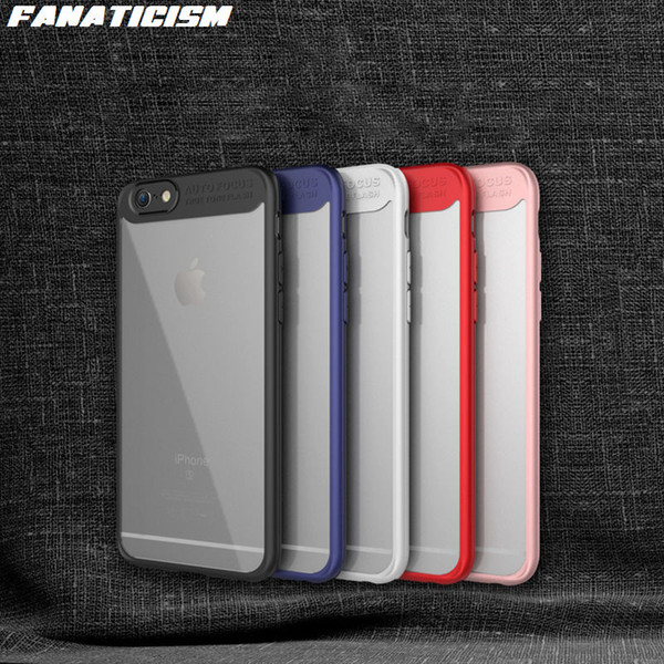 Fanaticism Colorful Matte Soft TPU Silicone + Transparent Crystal Clear Hard Plastic PC Case For iphone X 6 6s 7 8 Plus Cover