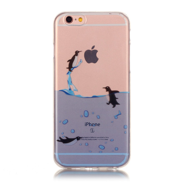 Transparent Soft TPU Case capinha For iPhone 6 Plus 6S Plus Cover Pikachu Red high heels Penguin Blue butterfly Macaroon Pattern