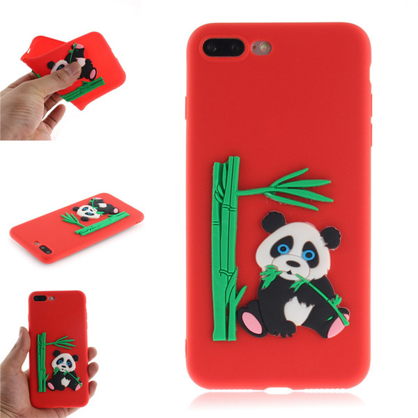 Fashion Cover For iPhone 7 Plus Case Coque Candy Silicone Panda bamboo Soft Mobile Phone Cases Shell Covers For iPhone 8 Plus