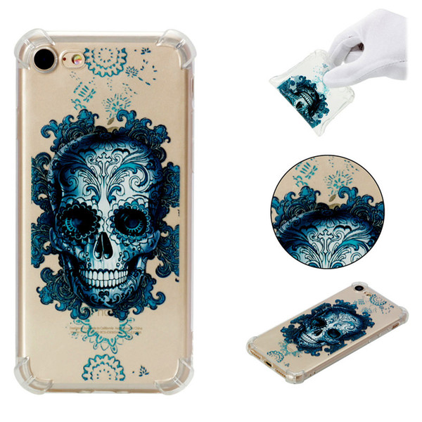 Soft TPU Cover For iPhone 7 Case Coque transparent Coloured drawing Shockproof Phone Cases butterfly Cloud Skull For iPhone 8