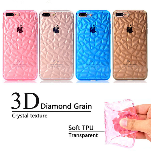 Back Cover For iPhone 7 Plus Case Transparent Soft TPU 3D diamond pattern Mobile Phone Cases For iPhone 8 Plus