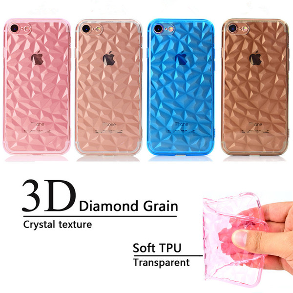 Back Cover For iPhone 7 Case Transparent Soft TPU 3D diamond pattern Mobile Phone Cases For iPhone 8