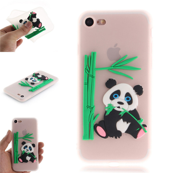 Fashion Cover For iPhone 7 Case Coque Candy Silicone Panda bamboo Soft silica gel Mobile Phone Cases Shell Covers For iPhone 8