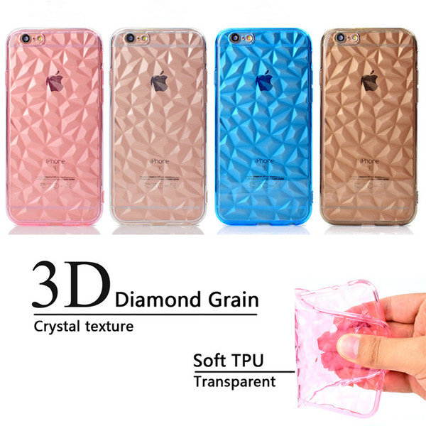 Back Cover For iPhone 6 Plus Case Transparent Soft TPU 3D diamond pattern Mobile Phone Cases For iPhone 6S Plus