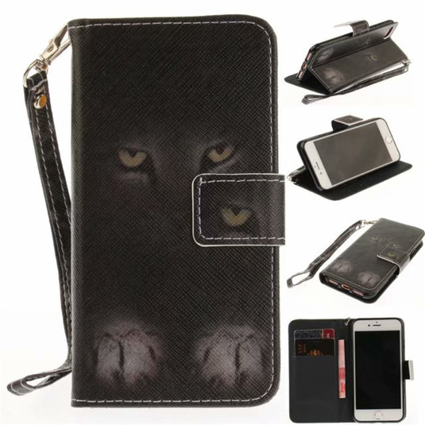 Flip Wallet Case For iPhone 7 Cases Coque Animal Wolf Owl Tiger Lion Painted Leather Phone bags accessories Cover For iPhone 8