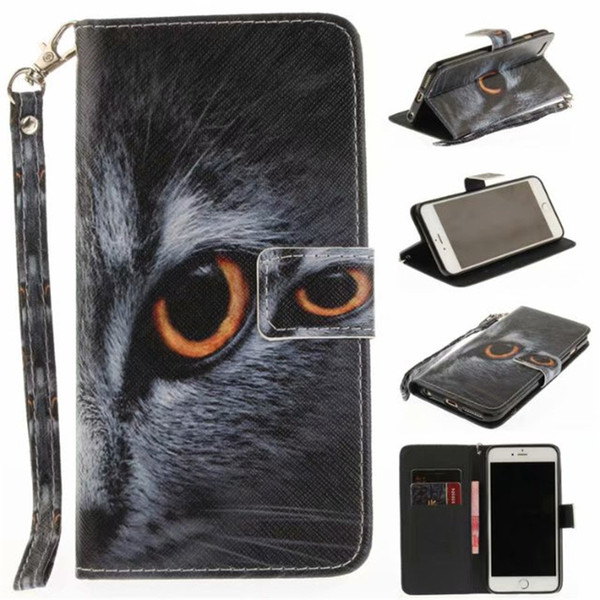 Flip Wallet Case For iPhone 6 Plus 6S Plus Cases Coque Animal Wolf Tiger Lion Painted PU Leather Phone bags accessories Cover