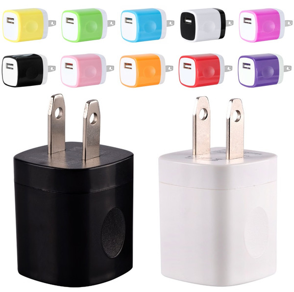 NOKOKO 12 Colors 5V 1A US USB AC Wall Charger Home Travel Charger Adapter Mini USB charger For Samsung Iphone 7 8 x Smartphones mp3 pc