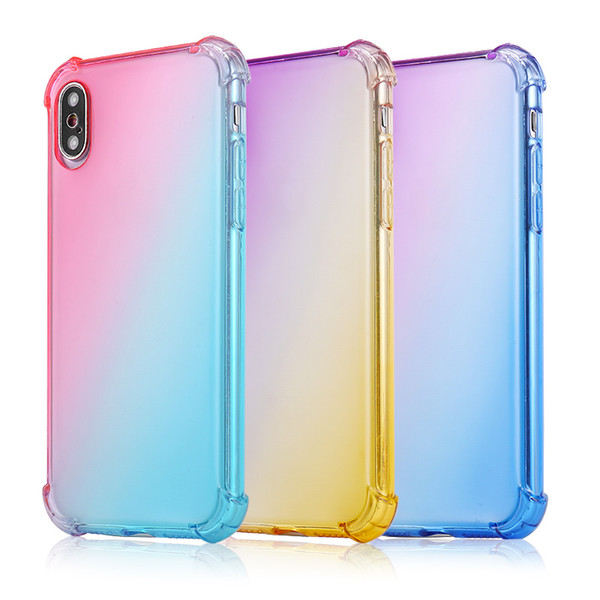 Gradient Colors Anti Shock Airbag Soft Clear Cases For IPhone XR XS MAX 8 7Plus 6S For Samsung S10 S9 Note 9