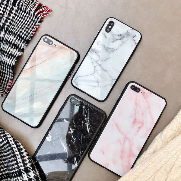 Fashion New Marble Tempered Glass Phone Case For Apple iPhone X 8 7 6 6s Plus All inclusive Case soft Edge Cover For iPhone Xs max XR Coque