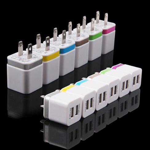 Metal Dual USB wall US plug 2.1A AC Power Adapter Wall Charger Plug 2 port for samsung galaxy note LG tablet