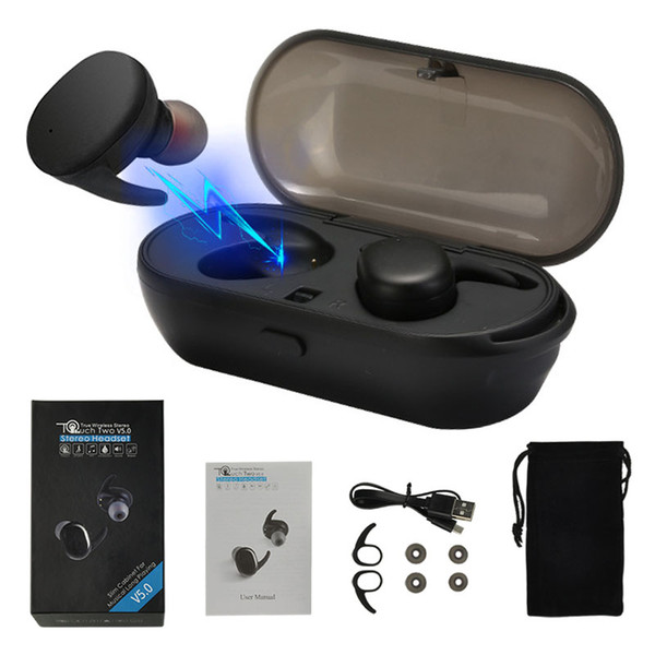 TWS Bluetooth 5.0 Stereo Earphone Mini Twins Wireless Headset Waterproof Sport Headphone In-Ear Earbuds With Charging Socket for iphone