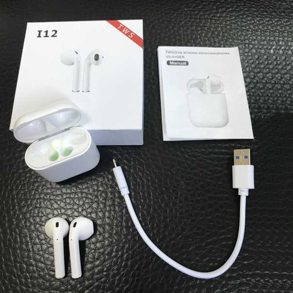 i12 tws Bluetooth Earphone Wireless earphones headphones Earbuds 3D Surround Sound airpods Charging case for iPhone Android phone headset