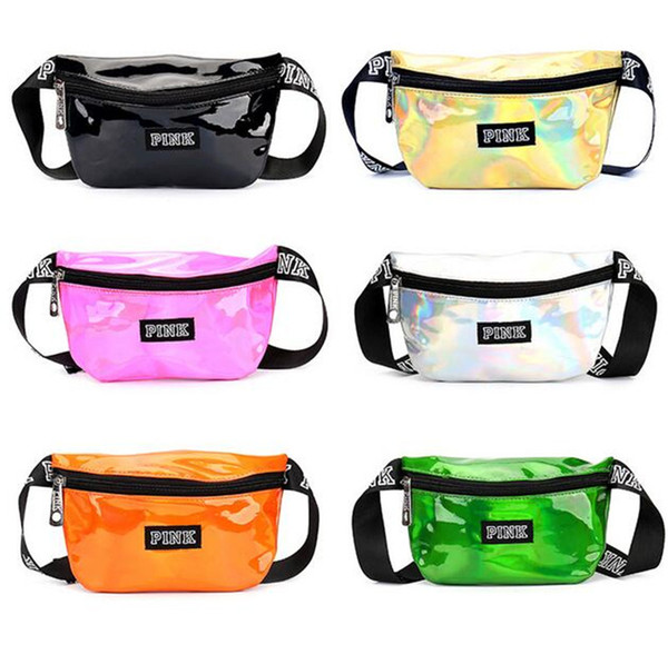 Pink Waist Bag laser Beach Travel Pack Fanny Transparent handbag phone bag Belt Bags Outdoor Cosmetic Bags