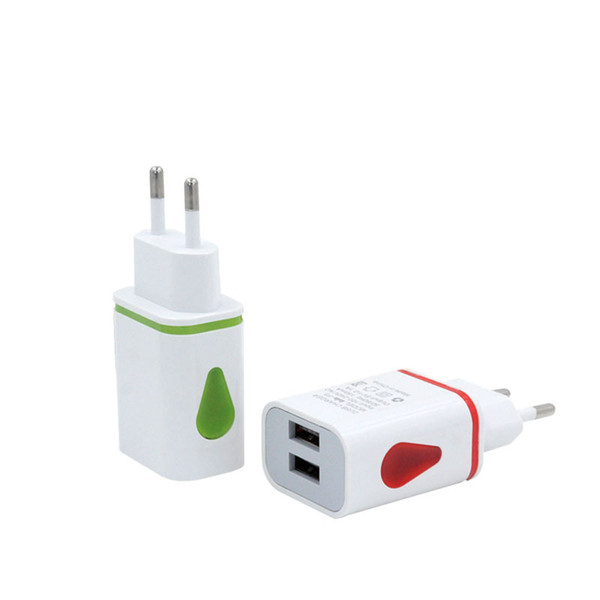 Metal Dual LED Universal USB Wall charger water drop US EU Plug 2.1A AC Power Adapter Wall Charger Adapter For Iphone Samsung