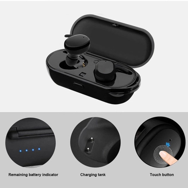 T2C TWS Wireless Mini Bluetooth Cell Phone Earphones For Smart Mobile Phones Stereo Earbuds Sport Ear Phone With Mic Portable Charging Box