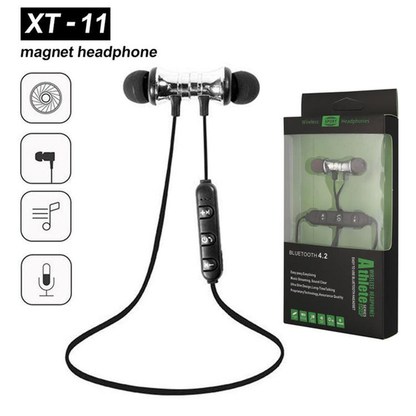 XT11 Magnet Sport Headphones BT4.2 Wireless Stereo Earphones with Mic Earbuds Bass Headset for iPhone Samsung LG smartphones Free DHL