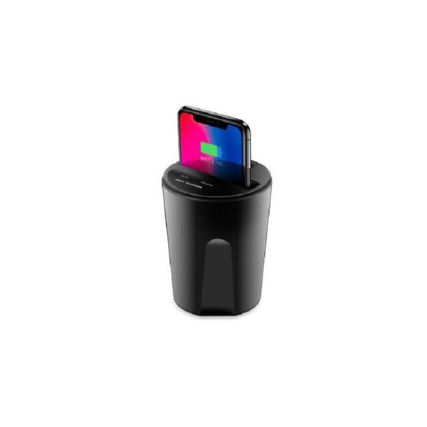 10W Fast Qi Wireless Charger for iPhone Cylindrical X8 Car Wireless Charger Cup Holder with USB Output for Samsung Car Charger