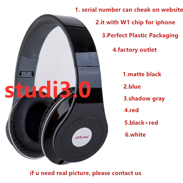 Studi3 wireless bluetooth headsets with w1 chip HD3.0 DJ headphones all english package drop shipping