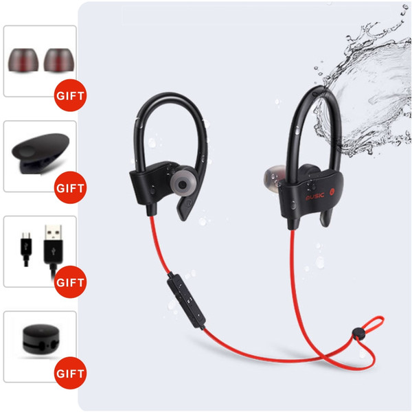 Waterproof Bluetooth Earphones Headphones Ear Hook Sports Bluetooth Headset Sports Running Headset Stereo Bass Earbuds Handsfree With Mic