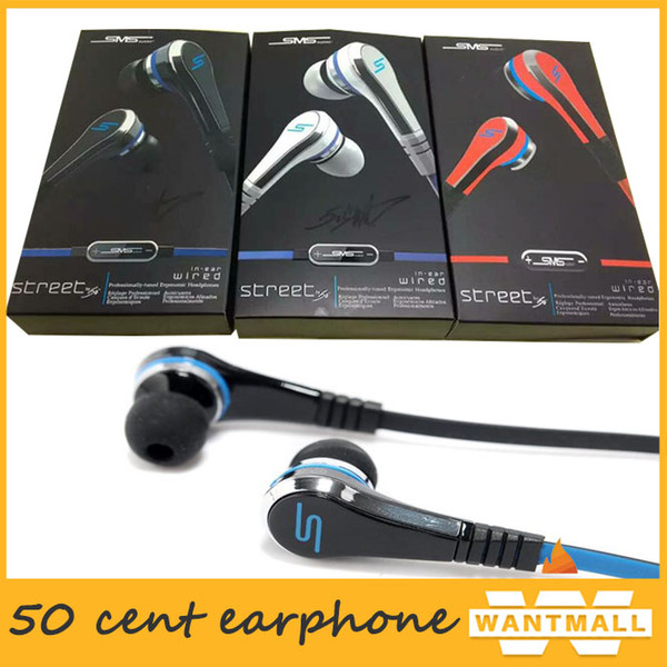 wholesale earbuds mini 50 Cent Earphones SMS Audio Street by 50 Cent Headphone In-Ear headset for Mp3 Mp4 Cell phone tablet