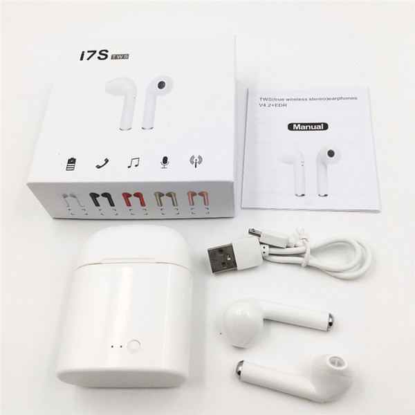 Bluetooth Headphones I7S TWS Wireless Earphones Twins Headset with Charing Box for Apple iPhone Promotion 2019