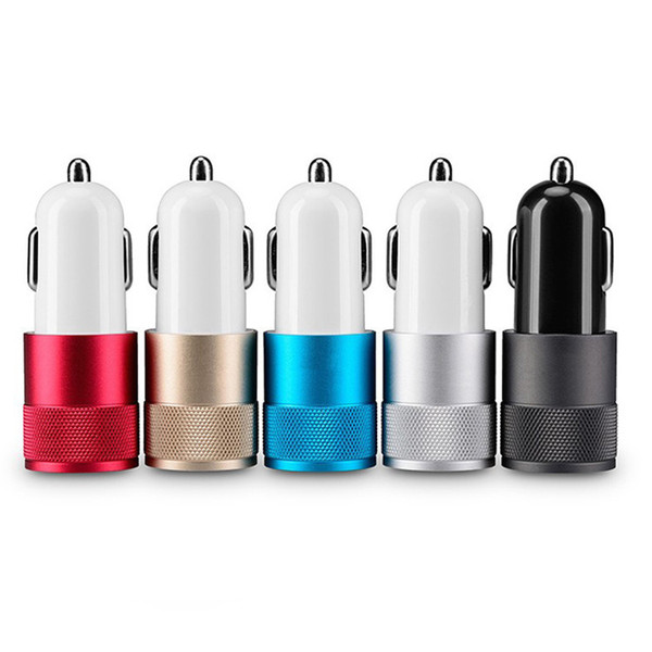 Metal Dual USB Car Charger 12 Volt 1 ~ 2 Amp for iPhone iPad iPod Samsung Galaxy Motorola Droid Nokia Htc