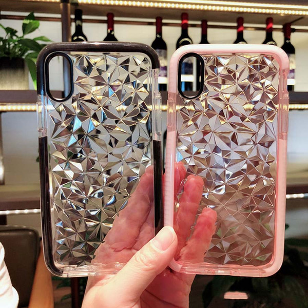 For iphone 6 6S 7 8 X plus transparent diamond waterside series anti-drop mobile phone back cover phone case DHL Free Shipping