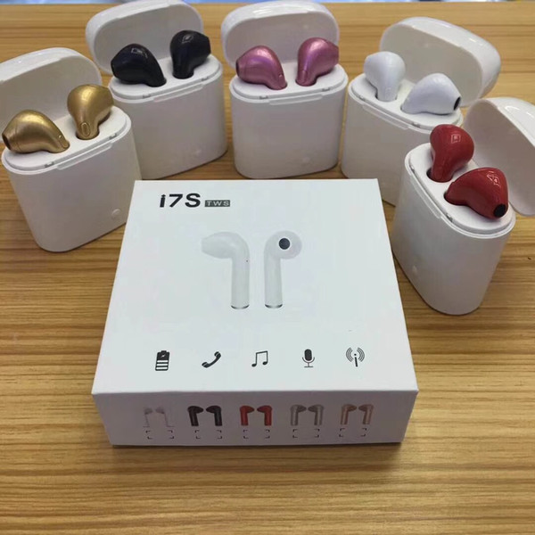 I7S TWS Twins Bluetooth Earbuds Mini Wireless Earphones Headset with Mic Stereo V4.2 Headphone for Iphone Android with retail Package