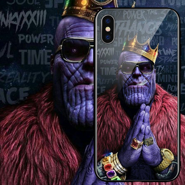 Superheroes Thanos Batman Tempered glass TPU Silicone Case For iPhone X 8 7 6 6s Plus XR XSMAX Samsung s10 s10e note9 s9 Phone Cases