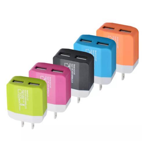 High quality 5V 1.2A Dual USB US EU Plug Wall Charger Home Travel Power Adapter For IPHONE SAMSUNG Android Phone