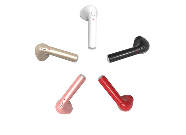 i7 Single Wireless Bluetooth Earphones Stereo Music Head Phone set Earpiece Retail Package In-Ear Music Earbuds Set Wireless Headphones Mini