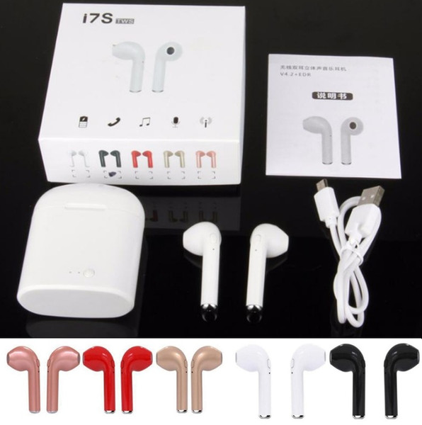 Cheap I7 I7S TWS Twins Bluetooth Earbuds Mini Wireless Earphones Headset with Mic Stereo V4.2 Headphone for Iphone Android with Package