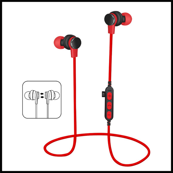 MS-T1 Bluetooth Headset Wireless In-ear earphones Support TF Card Music Play Stereo Sound MP3 Player Universal Magnetic Earphone