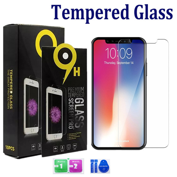 For Iphone XS Max XR 8 7 Plus Samsung J3 2018 S7 LG Stylo 4 Tempered Glass Screen Protector 0.33mm 2.5D 9H with Gold paper package