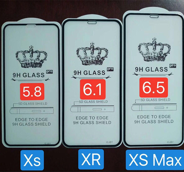 Full Glue Glass For iPhone XS XR XS MAX Curved Full Cover Tempered Glass Phone Screen Protector upgrade curved glass no retail package