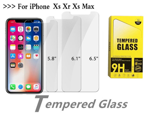 For iPhone XS Max 6.5inch XR Tempered Glass iPhone X 8 Screen Protector For iPhone 7 7 Plus 6 6 Plus Film 0.33mm 2.5D 9H Paper Package