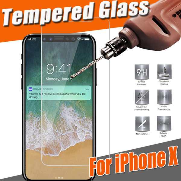 Tempered Glass Screen Protector Film Guard 9H Hardness Film For iPhone XS Max XR X 8 7 6 Plus Samsung Galaxy S9 S8 Note 9 A5 A6 A7 A8 A9 Pro