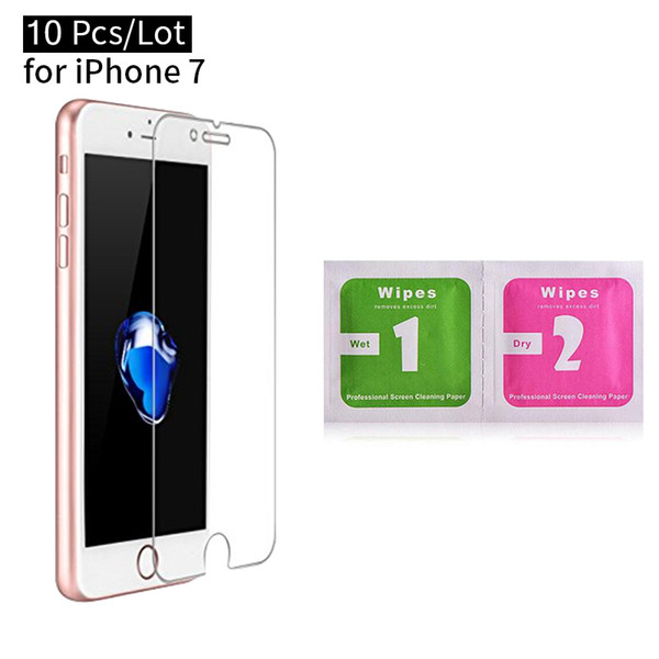 10pcs/Lot Tempered Glass with Alcohol Wipes for iPhone X 8 Plus Waterproof Screen Protector for iPhone 6S with Free Shipping