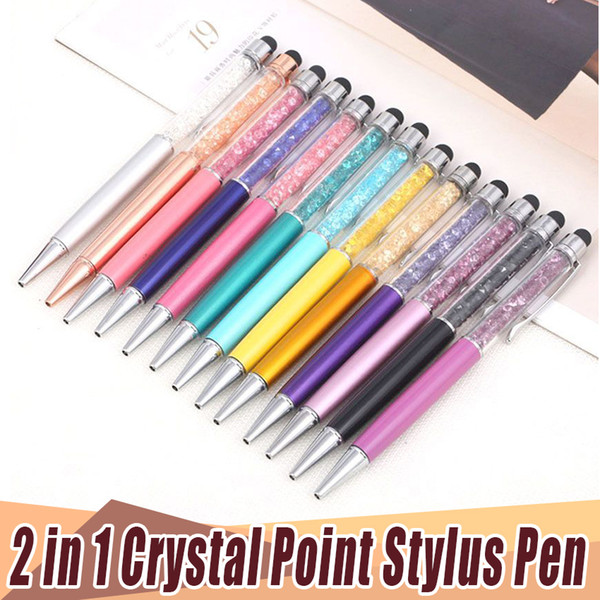 New Mutlti Function Metral Touch Pen Luxury Diamond Crystal 2 in 1 Touch Screen Rhinestones Capacitive Stylus Ball Pen For Mobile Ph