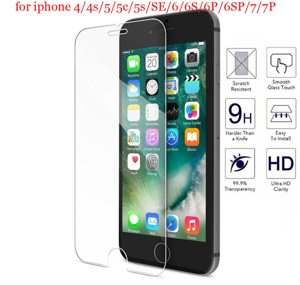 DHL Free For iphoneX 7 8 7plus iphone 6s 6plus tempered Glass protector for iphone5s SE front clear glass anti-shatter