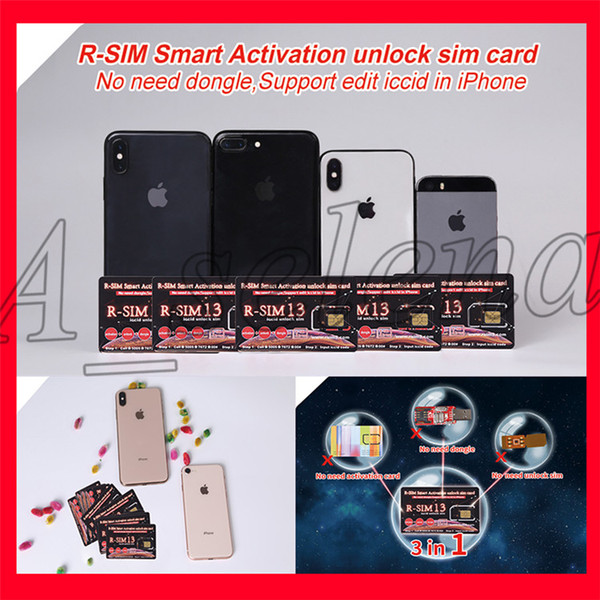 R-SIM 13 Rsim 13 r sim13 rsim13 Unlocking Card for iPhone 7 8 XS MAX support edit iccid Smart activation unlock SIM card