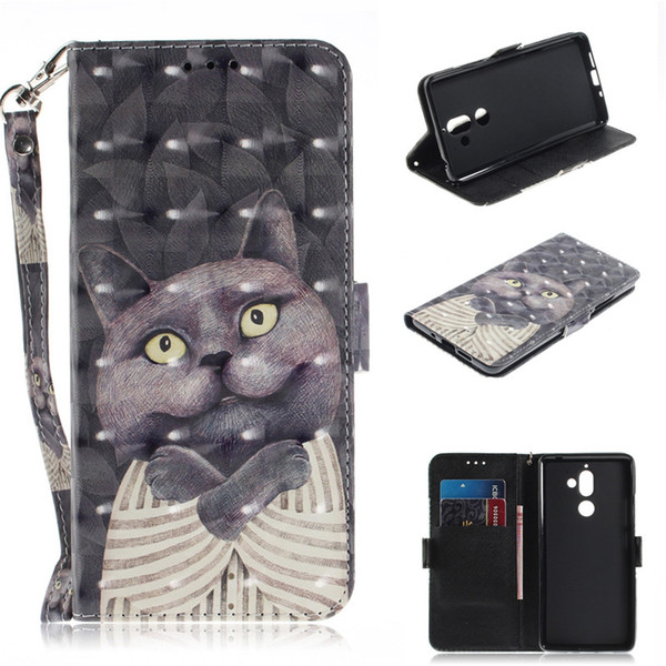 Flip Cover Phone Bags For Nokia 7 Plus Case 3D Painting PU Leather Soft Silicon Wallet Covers Cases Coque