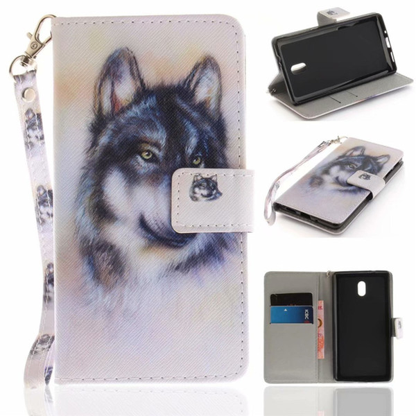 Flip Wallet Case For Nokia 3 Nokia3 Cases Coque Animal Wolf Owl Tiger Lion Painted PU Leather Phone bags accessories Cover