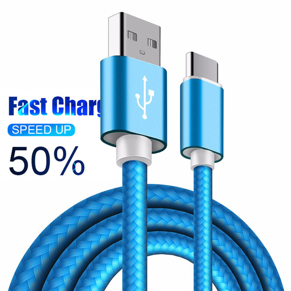 Standard length Fast Charging 1M 3FT 2M 6ft Type C Phone Cable Data Sync Cord for Samsung Note 8 S8 S9 Plus HTC LG Android Charger Cable